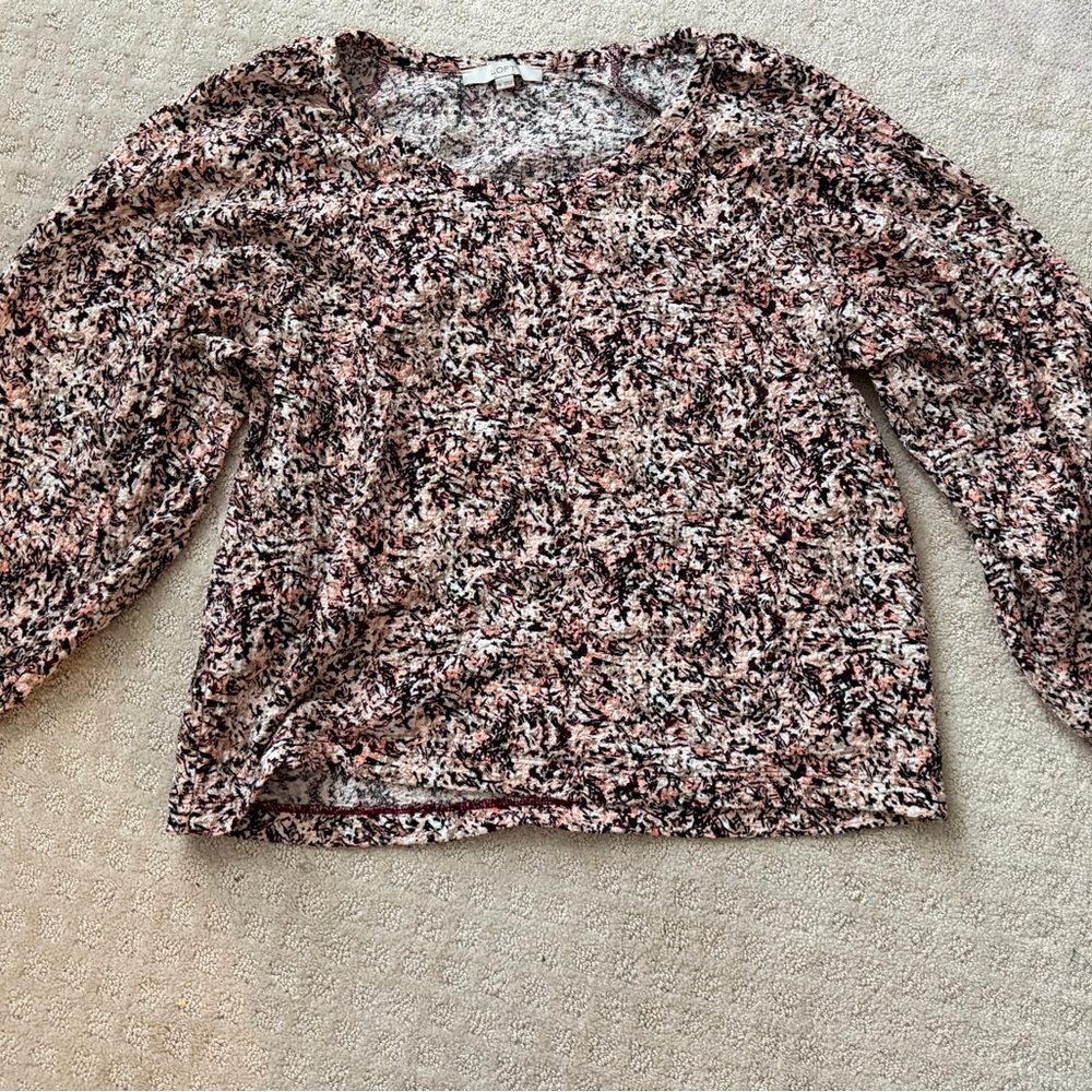 LOFT Pink and Black Patterned Blouse